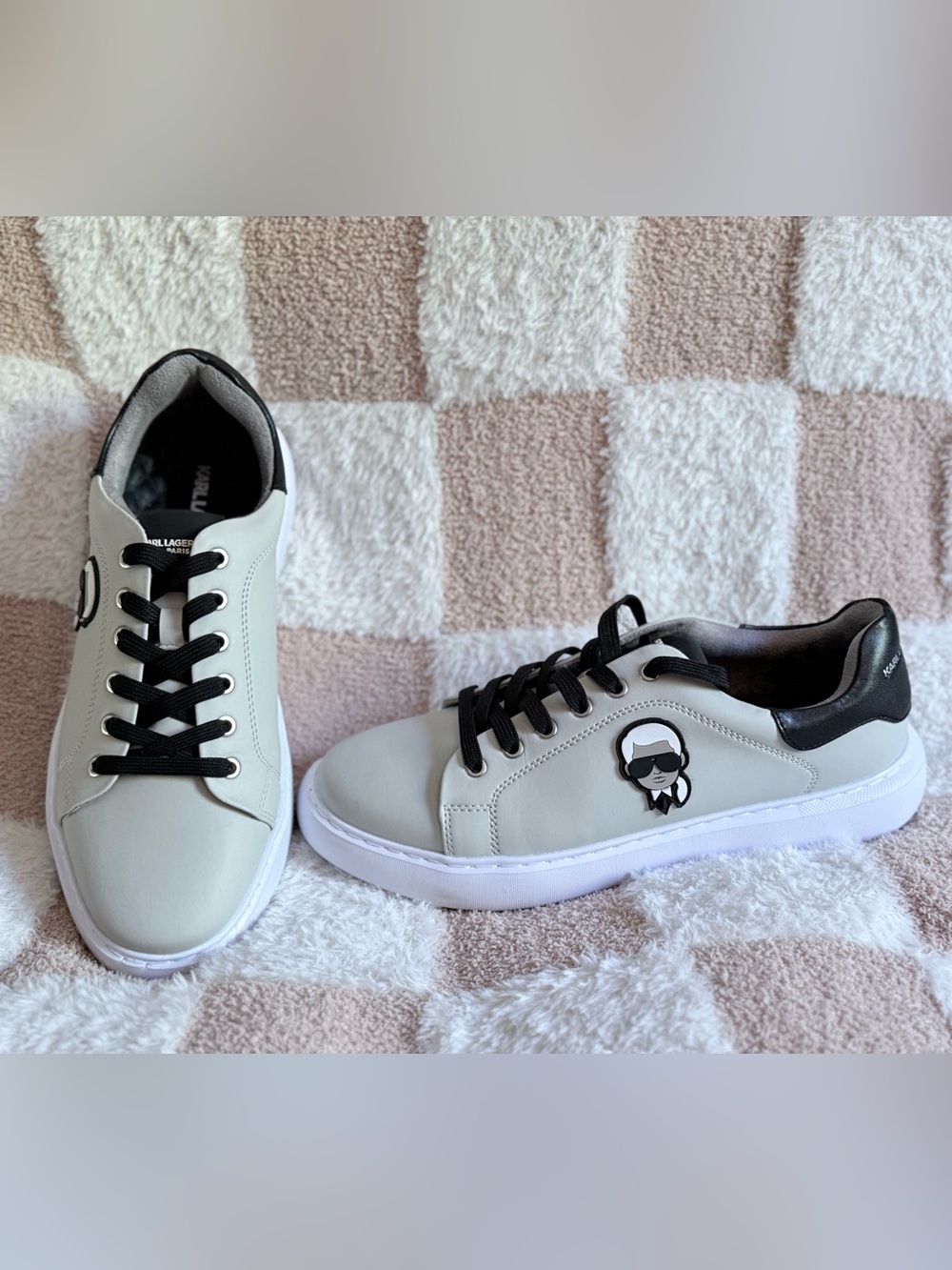 Karl Lagerfeld Paris Leather Sneakers | Logo Lace-Up Designer Shoes [NWOT]